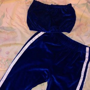 Blue velvet fashion nova set